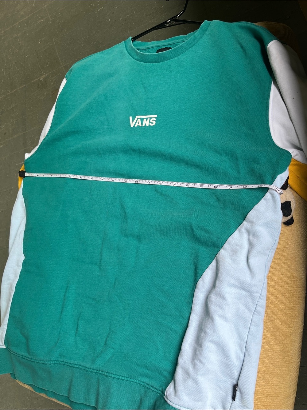 Vans Colorblock Crewneck Sweatshirt | Teal Blue Mustard | Unisex - Picture 7 of 13